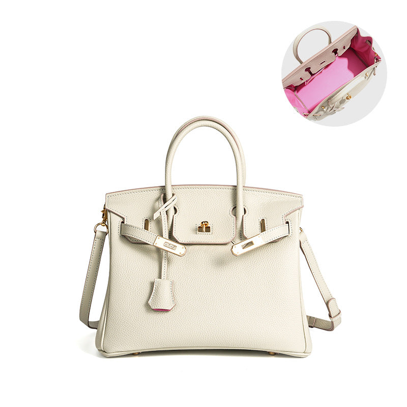 Jessica structured leather satchel handbag flap closure detachable strap smooth texture professional style