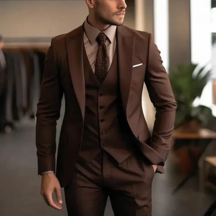 Men slim fit two-piece wedding guest suit elegant formal blazer with matching trousers