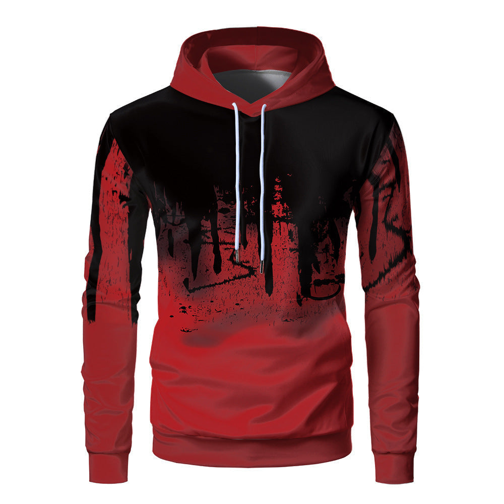 Men's loose fit lightweight hoodie with bold 3D print design, breathable casual streetwear everyday layer