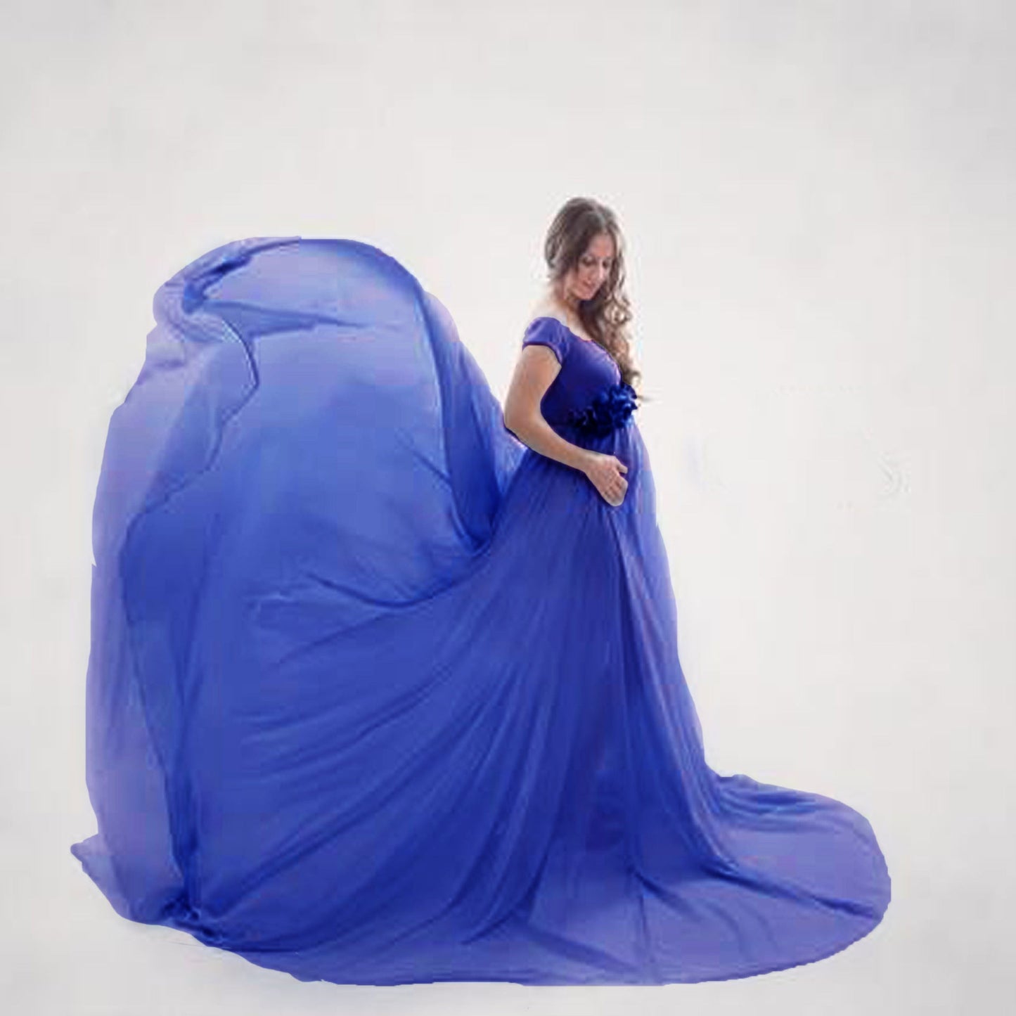 Cynthia maternity wrap gown dress ankle-length light graceful silhouette with adjustable self-tie waist