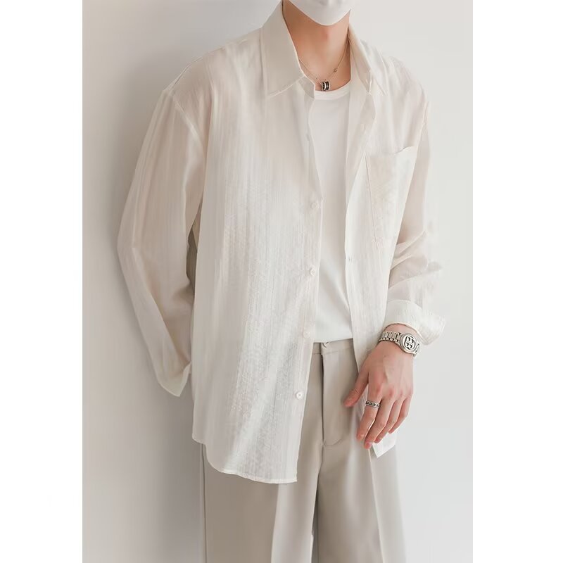 Men's light cotton long sleeve shirt relaxed fit breathable everyday casual style modern wardrobe