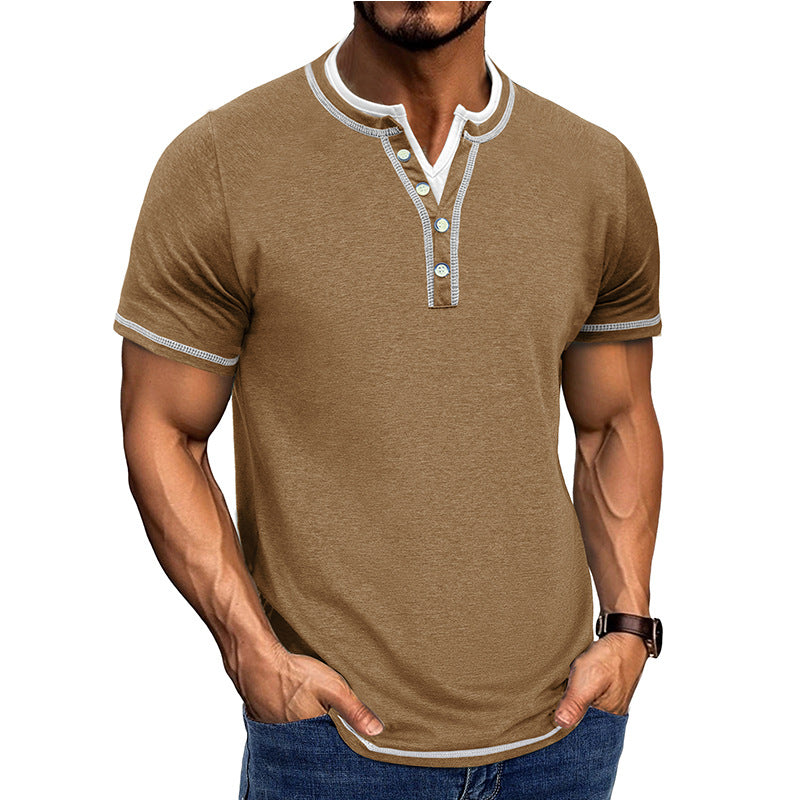 Men's casual Henley T-shirt soft cotton short sleeve comfortable fit everyday streetwear