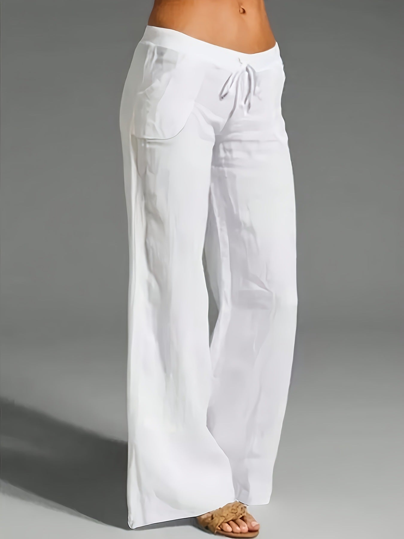 Women's wide leg pants relaxed fit lightweight cotton elastic waist everyday comfort casual style
