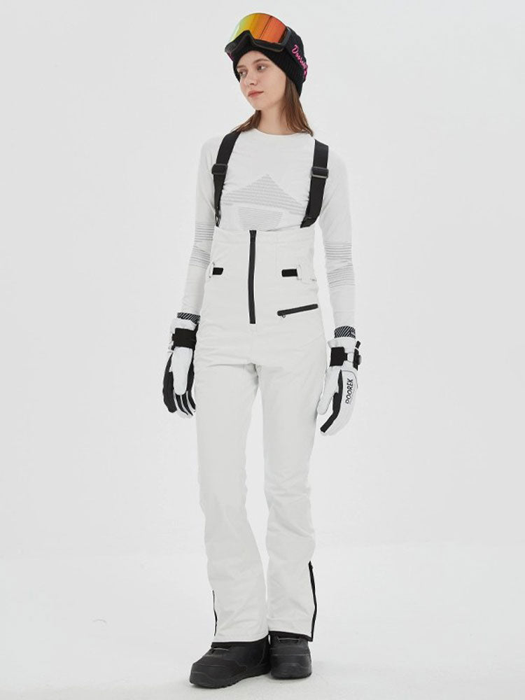 Women's slim fit waterproof snow bib pants insulated cold weather urban outdoor style
