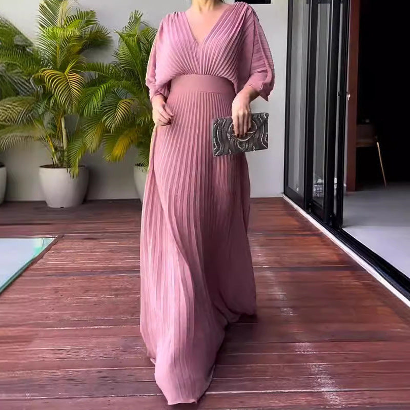 Women's breathable ribbed maxi dress light flowing silhouette timeless elegant summer style