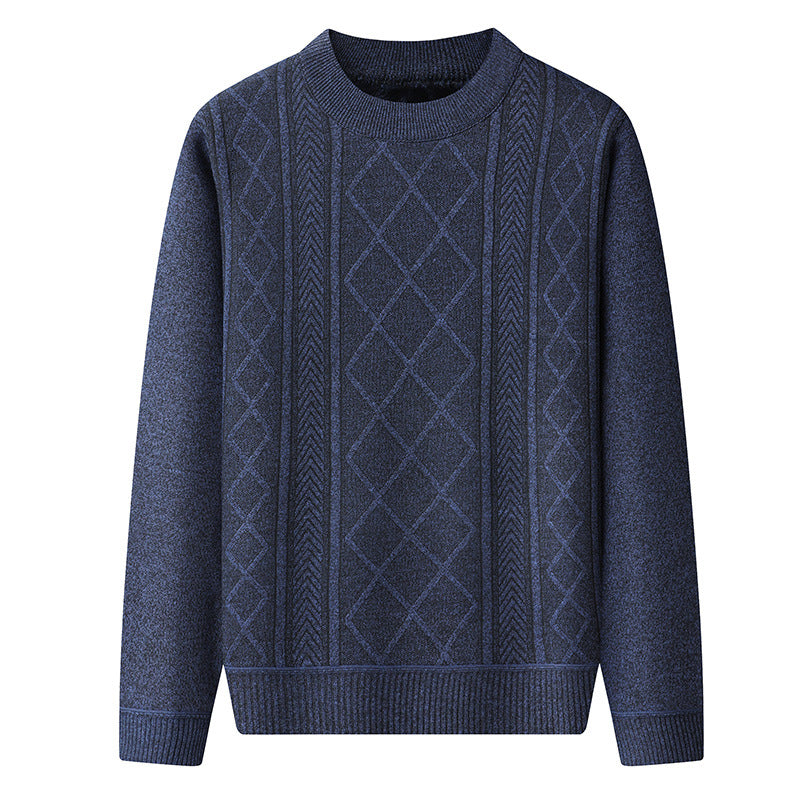 Men's regular fit cable knit wool blend pullover sweater, warm everyday essential with textured pattern