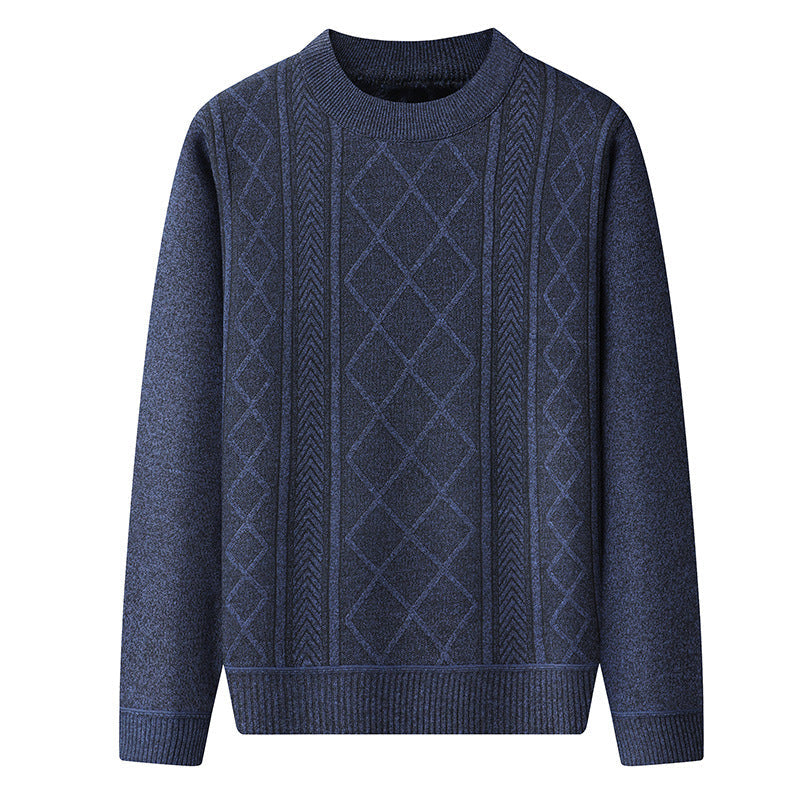 Men's regular fit cable knit wool blend pullover sweater, warm everyday essential with textured pattern