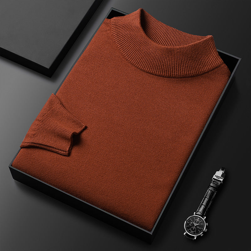 Men's slim fit half turtleneck winter knit sweater, warm versatile pullover for formal and casual wear