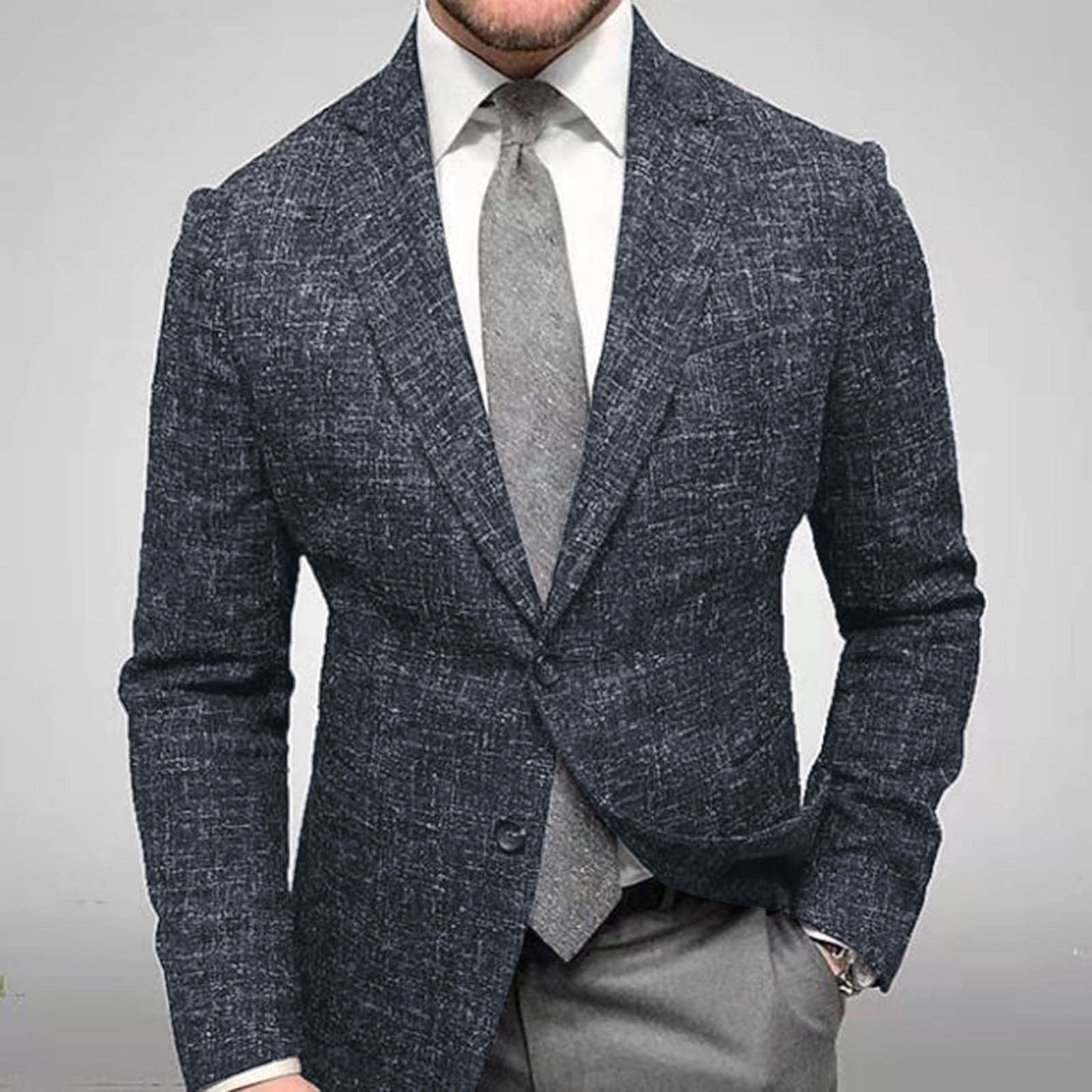 Clifford men's beige linen blazer classic fit notch lapel two-button elegant formal style