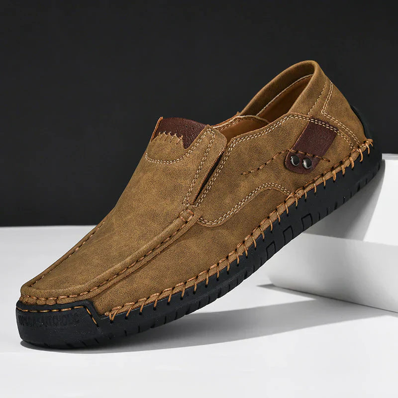 Men's premium leather dress shoes with cushioned insole, non-slip soles, ergonomic fit, classic style