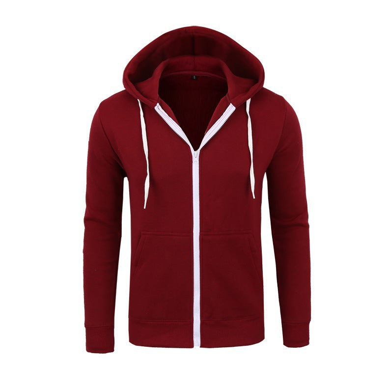 Men's gray zip-up hoodie jacket regular fit breathable casual streetwear with full-length zipper