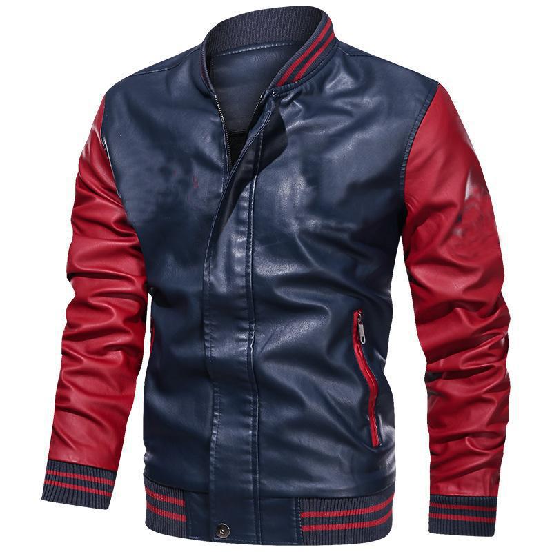 Men's slim fit jacket black smooth finish stand collar zipper ribbed edges modern streetwear style