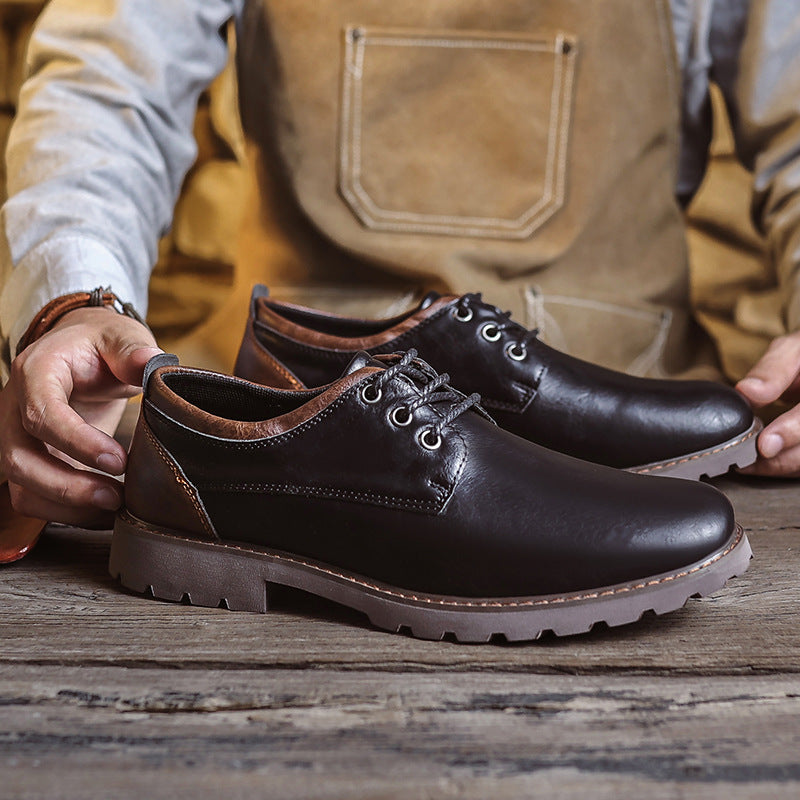 Men's black crocodile-embossed PU leather Oxford shoes lace-up formal style for professionals