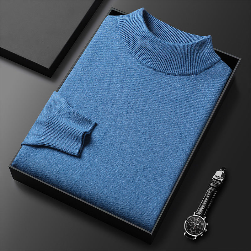 Men's slim fit half turtleneck winter knit sweater, versatile warm pullover for formal and casual wear