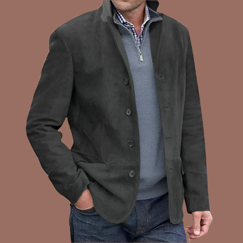 Men's slim fit lightweight button jacket neutral tone smart-casual tailored silhouette everyday layer