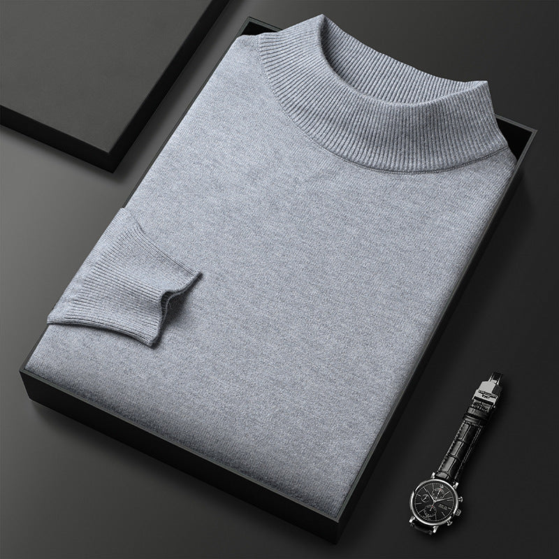 Men's slim fit half turtleneck winter knit sweater, warm essential wardrobe pullover in classic style