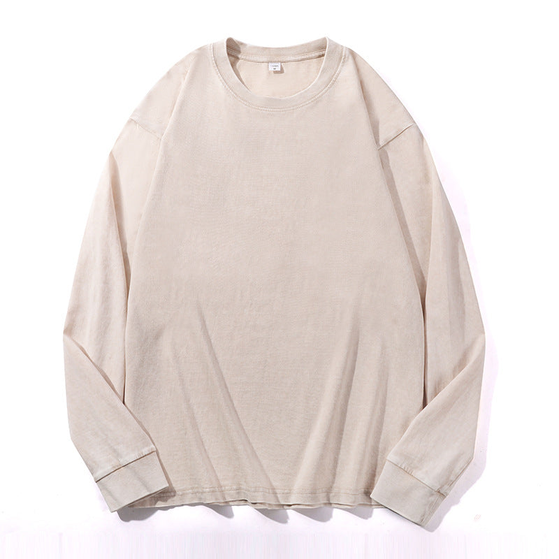 Men's relaxed fit crew neck sweatshirt in neutral tone, cotton-blend, roomy chest for layering
