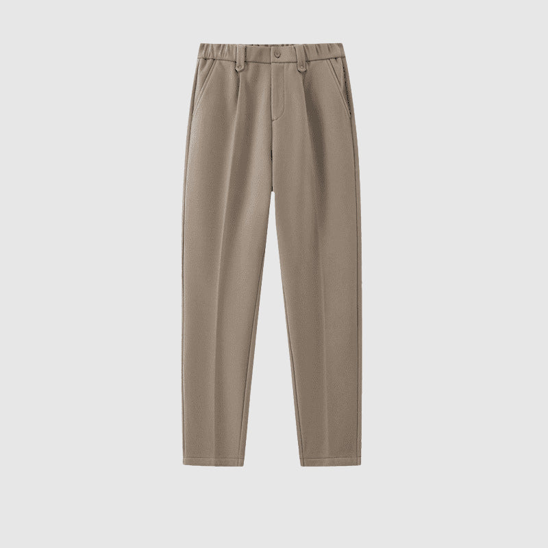 François Blanchet men's cotton-linen blend dress pants, breathable winter warmth in rich deep tones