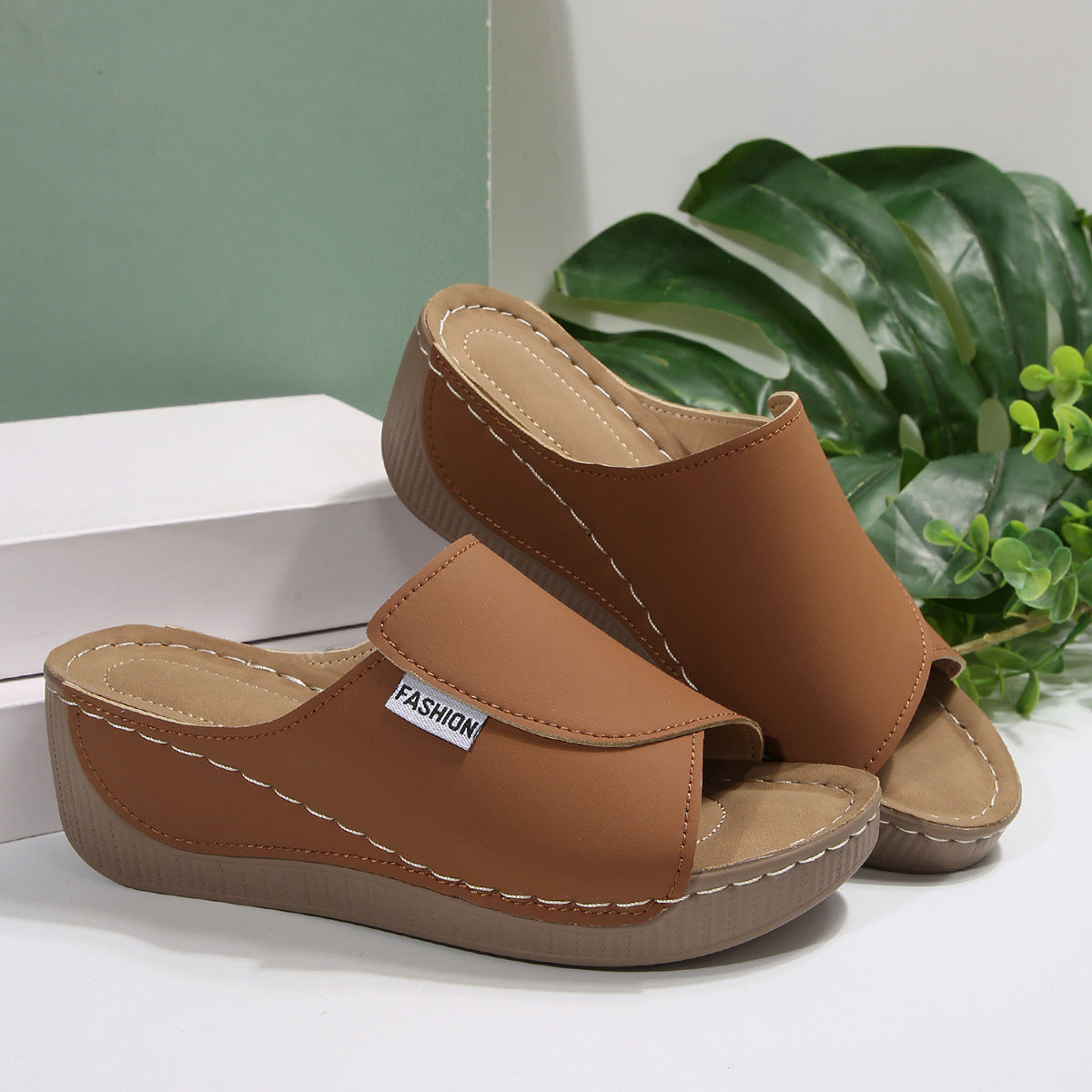 Women's slip-on wedge sandals open-toe design with padded sole for all-day warm weather comfort