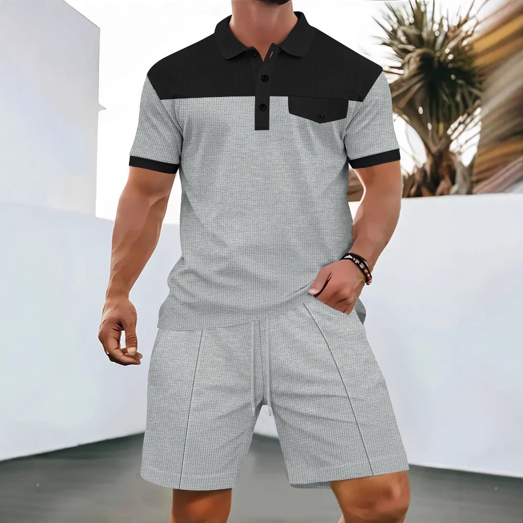 Men's regular fit cotton polo shirt with chest pocket, breathable casual everyday style