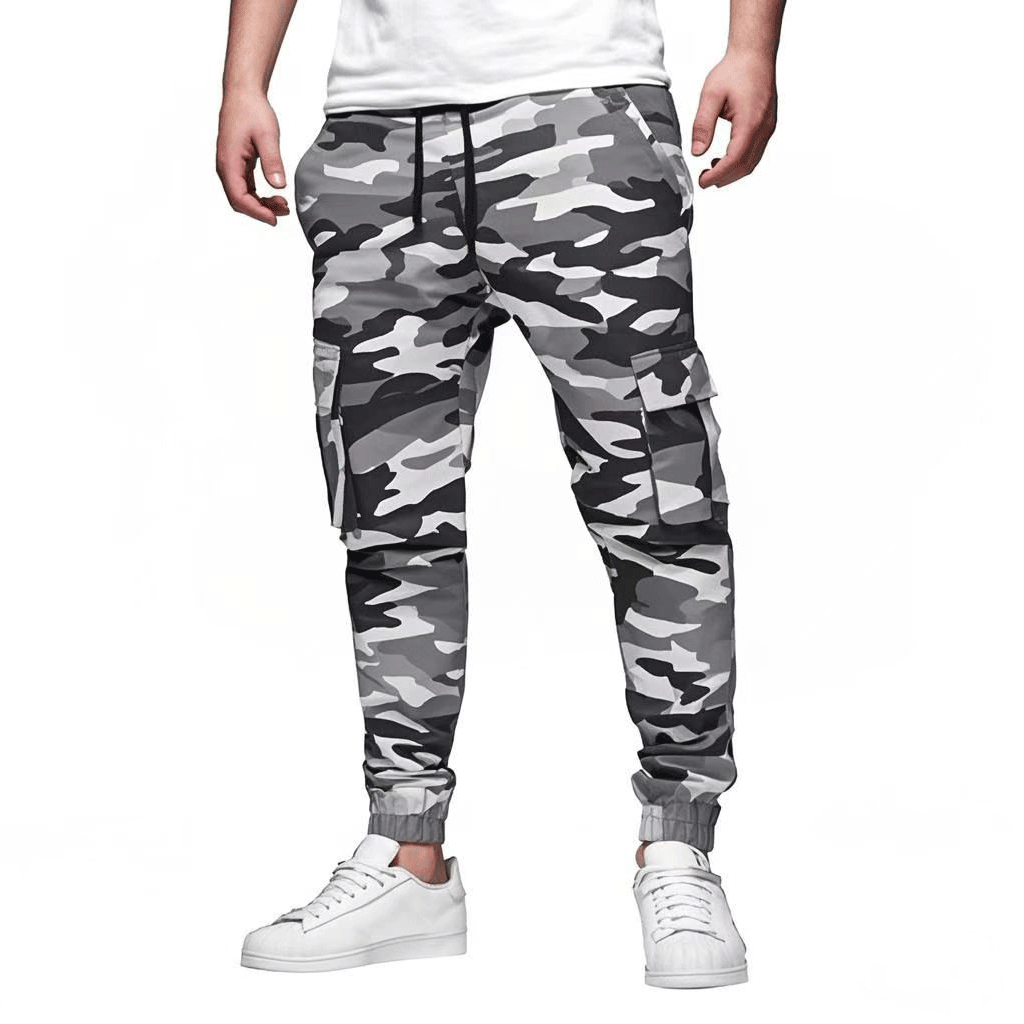 Men's cargo joggers relaxed fit with multiple pockets and elastic drawstring waistband