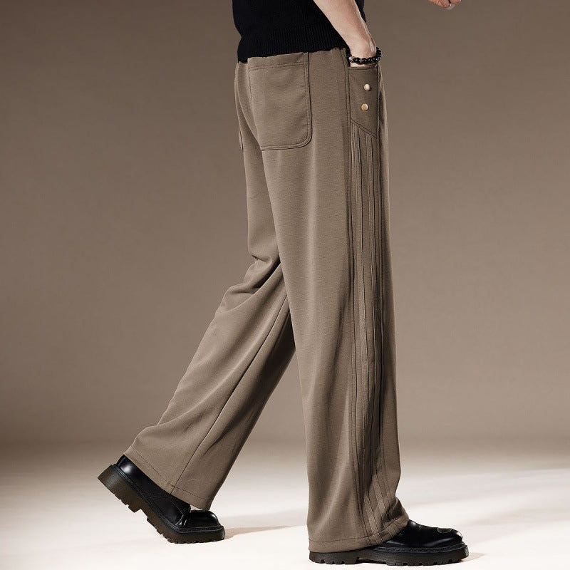 Women's ice silk wide-leg lounge pants relaxed straight silhouette with cool silky viscose drape