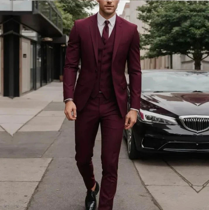 Men slim fit two-piece wedding guest suit elegant formal blazer with matching trousers
