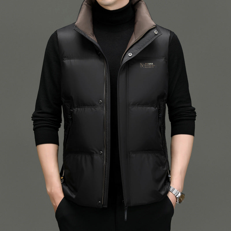Men's lightweight quilted vest water-repellent zip front stand collar sleeveless layering jacket