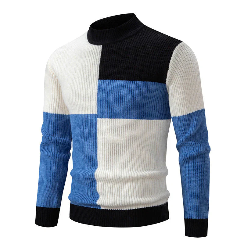 Men's Enzo knit jumper in graphic color block design, warm soft fabric for casual and semi-formal wear