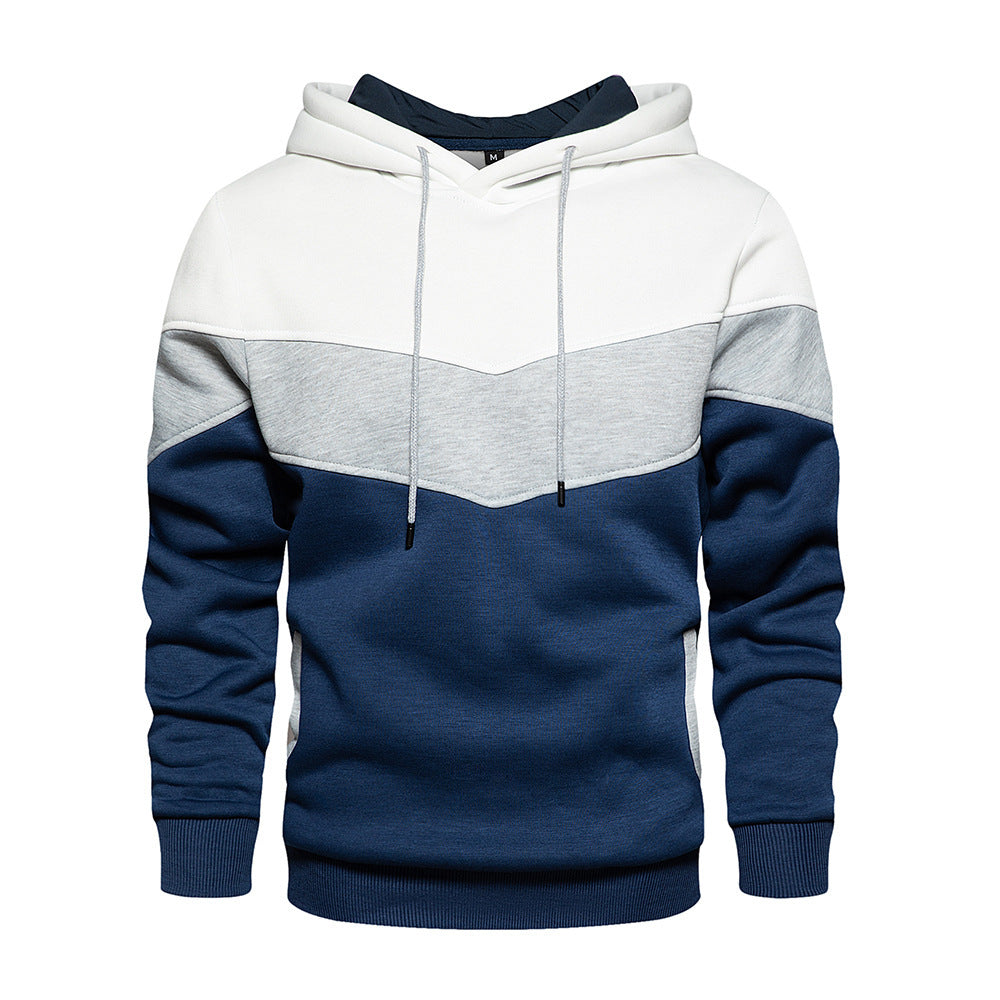 Men's loose fit color block hoodie with adjustable hood and side pockets, casual streetwear style