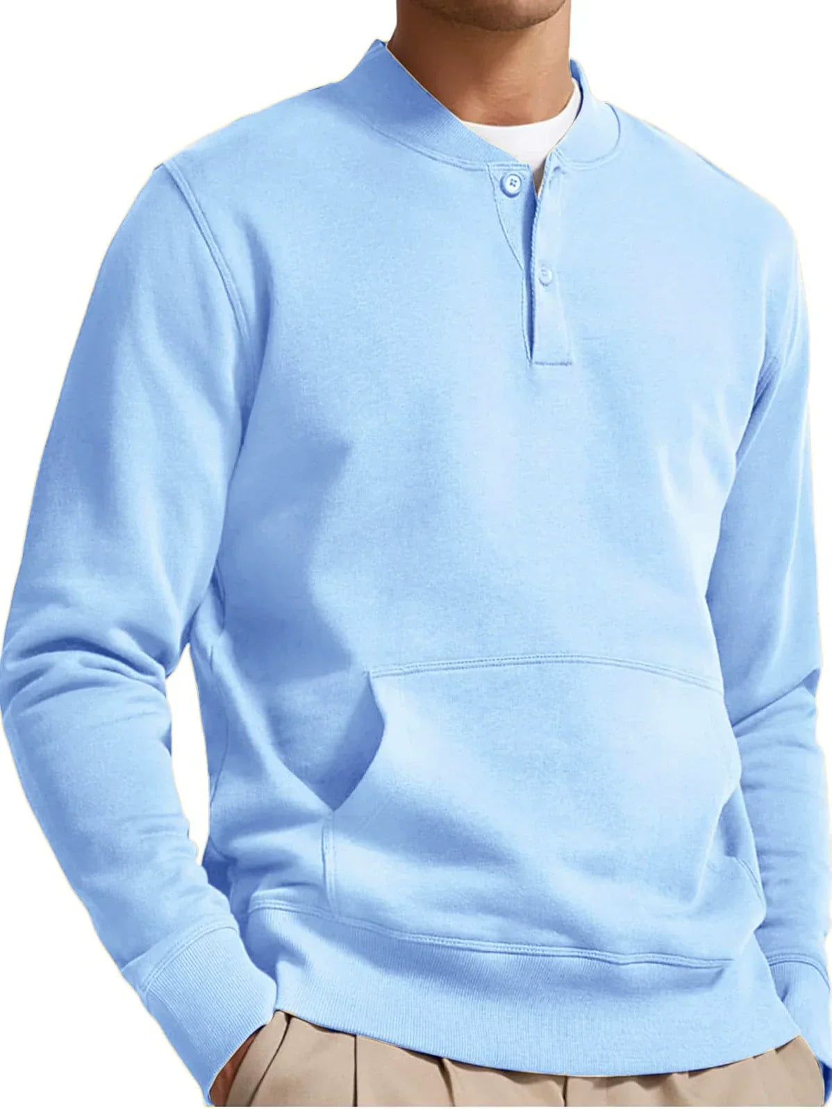 Men's pink cotton-blend sweatshirt regular fit with kangaroo pocket and structured cuffs