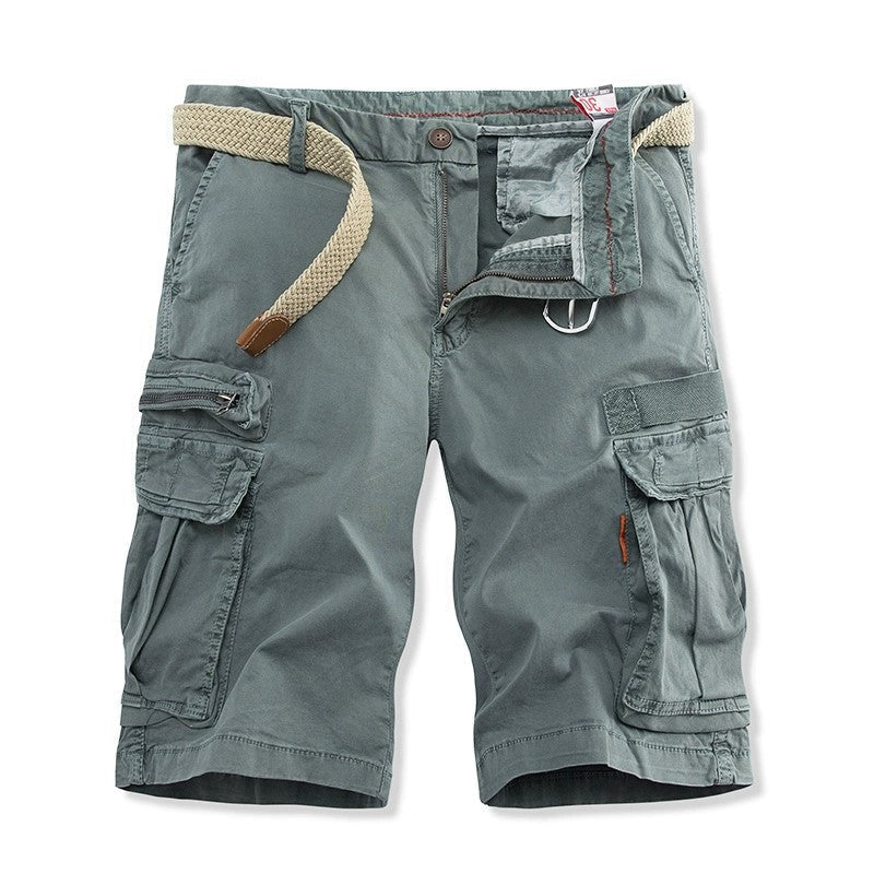 Men's relaxed fit cargo shorts with utility pockets and included belt, ideal for outdoor adventures