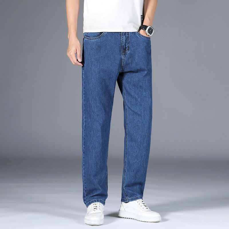Men's classic fit straight leg full-length casual denim jeans durable comfort everyday wear
