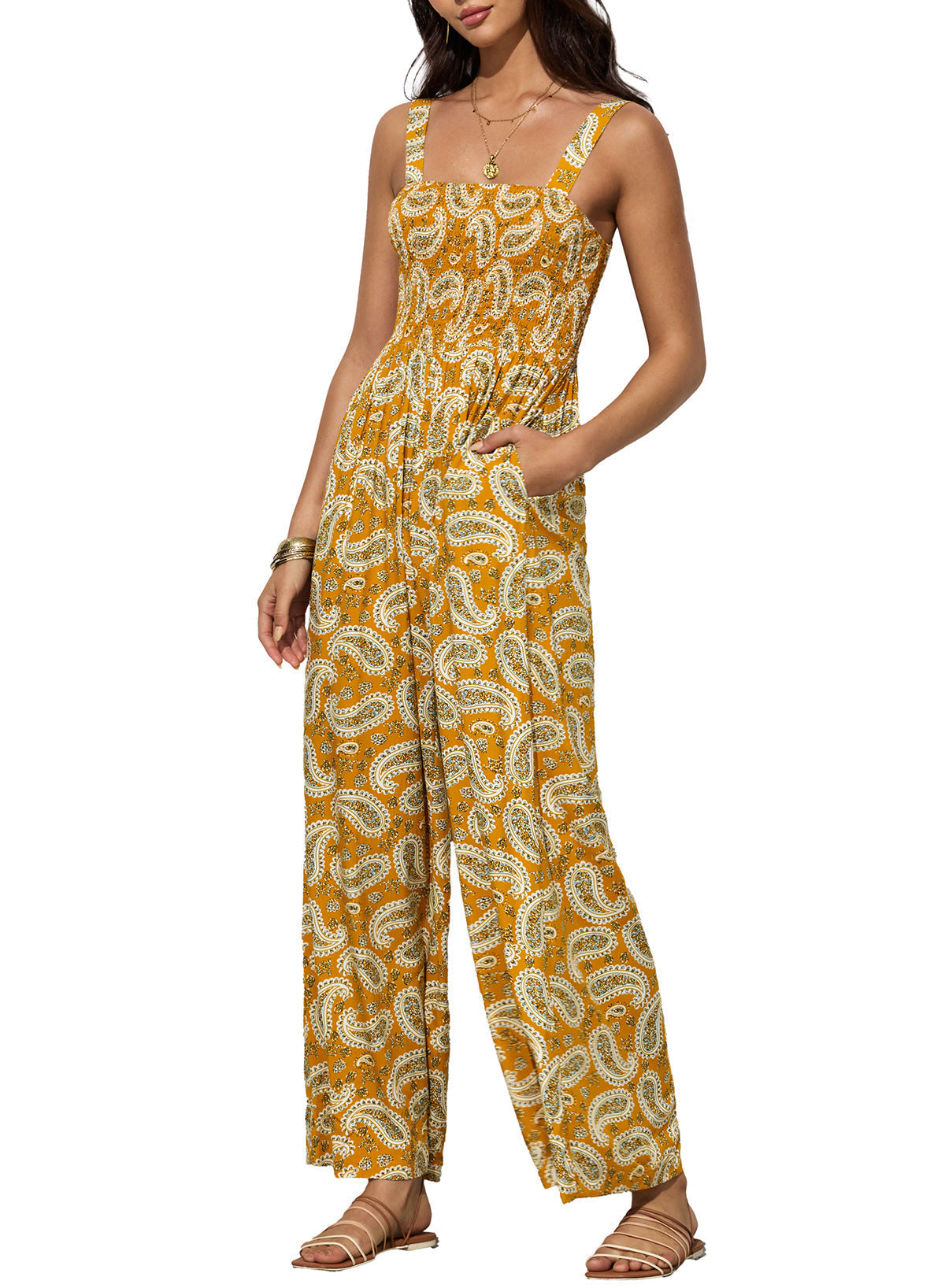 Kaitlyn women's floral wide-leg jumpsuit flowing silhouette elegant spring one-piece chic day-to-night