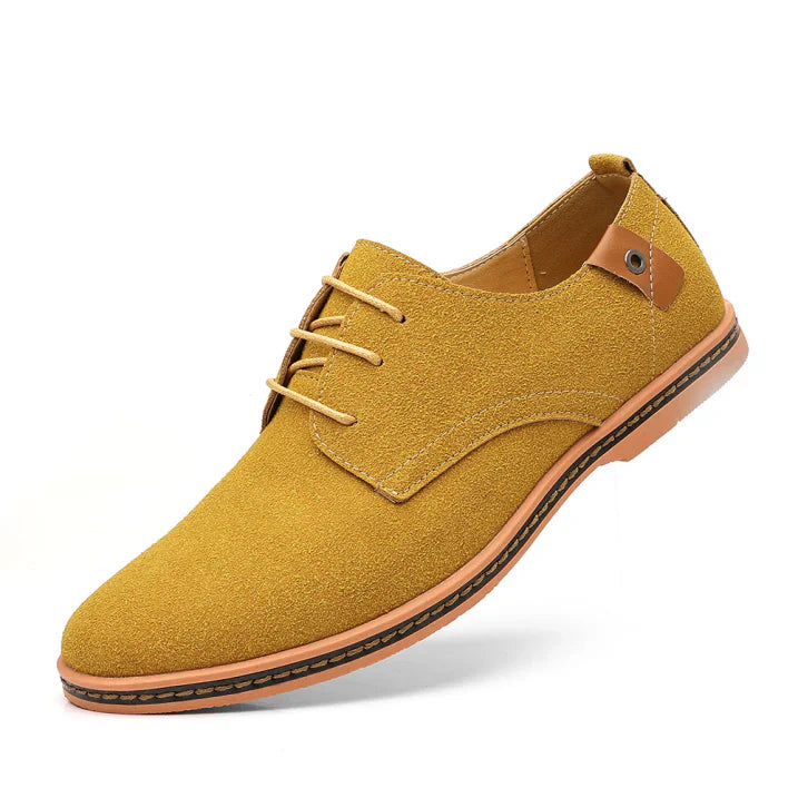 Men's lace-up Oxford shoes low heel sleek clean design contrasting sole formal casual versatile