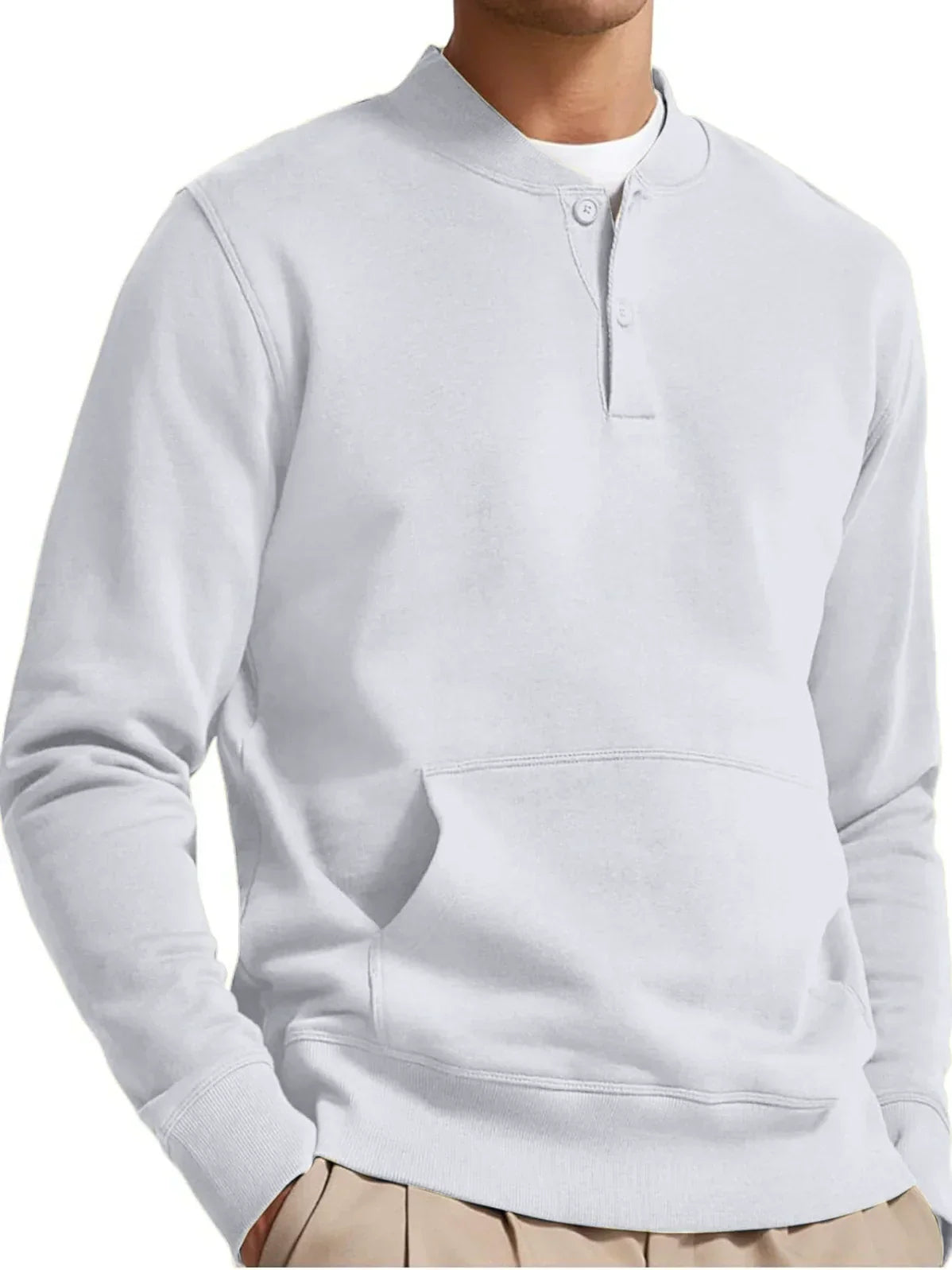 Men's pink cotton-blend fleece sweatshirt regular fit with kangaroo pocket and structured cuffs