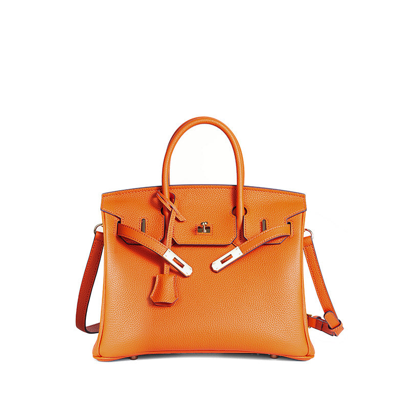 Jessica structured leather satchel handbag flap closure detachable strap smooth-textured medium professional bag