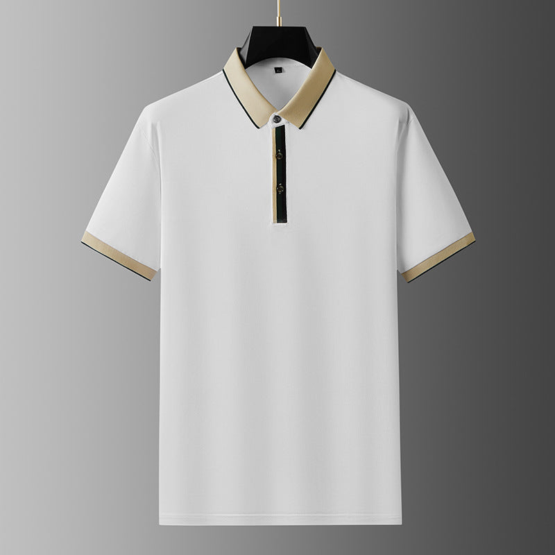 Men's classic-fit ice silk polo shirt lightweight breathable cooling everyday versatile wear