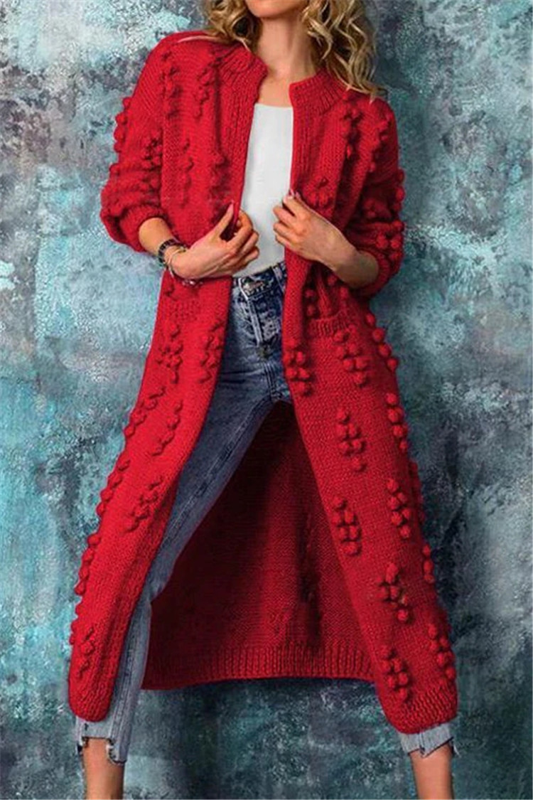 Women's open front textured knit cardigan cozy longline silhouette for effortless layering