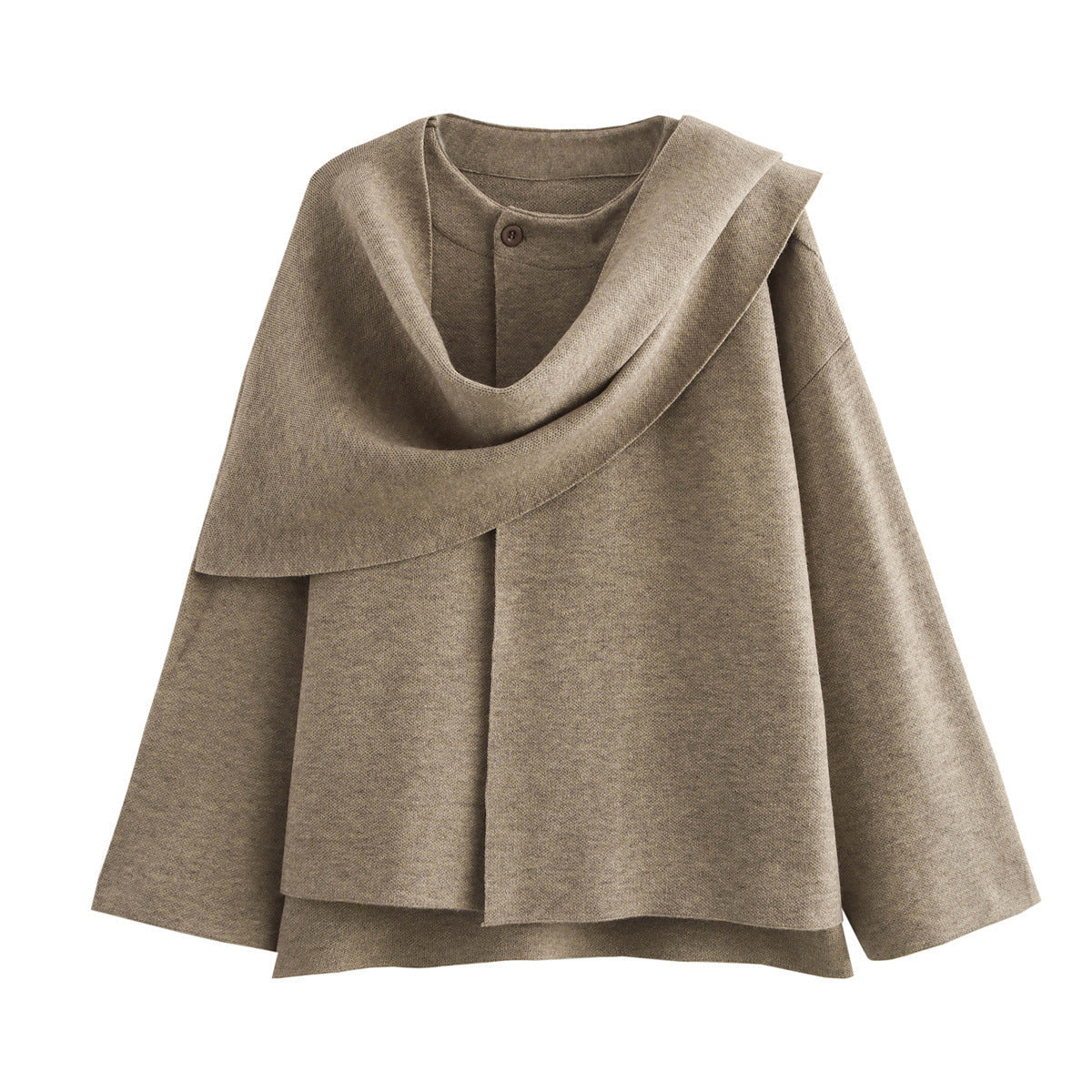Women's wool blend cape coat oversized open front draped cowl neck chic autumn winter outerwear
