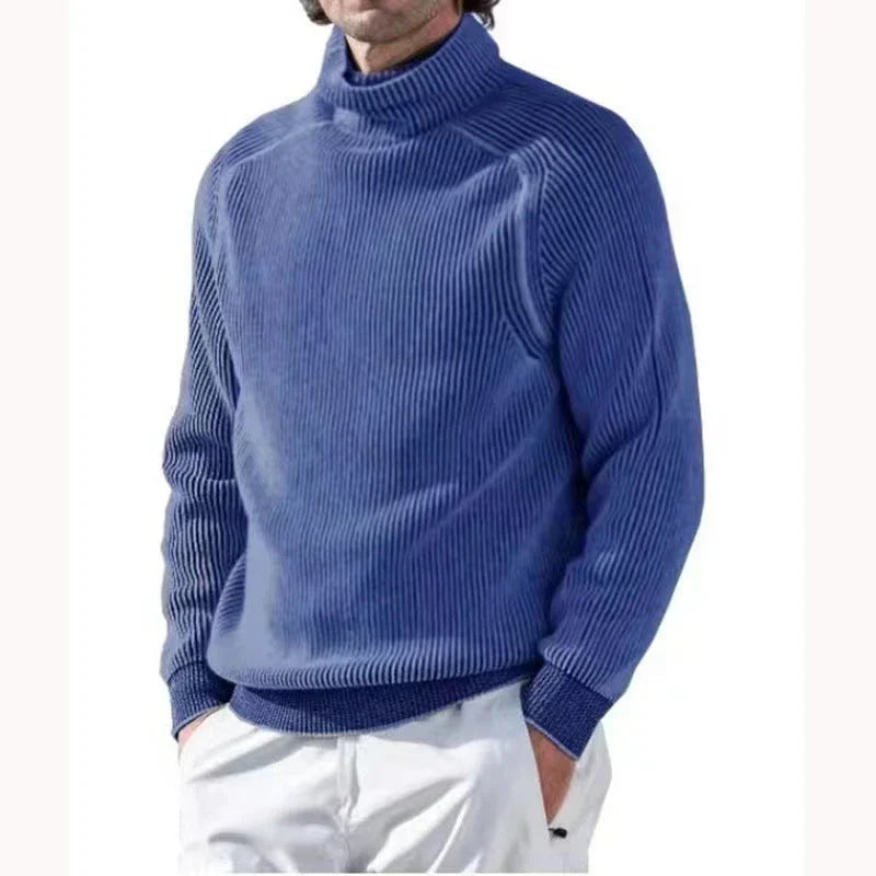 Men's gray turtleneck sweater slim fit sustainable knitwear elegant layering piece for professionals