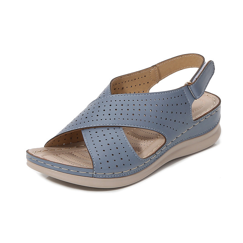 Black faux leather women's sandals cross strap design padded sole adjustable slingback everyday comfort