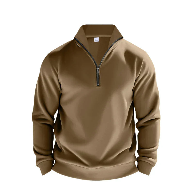 Men's relaxed fit half-zip mock neck brushed knit sweater with ribbed trim everyday comfort