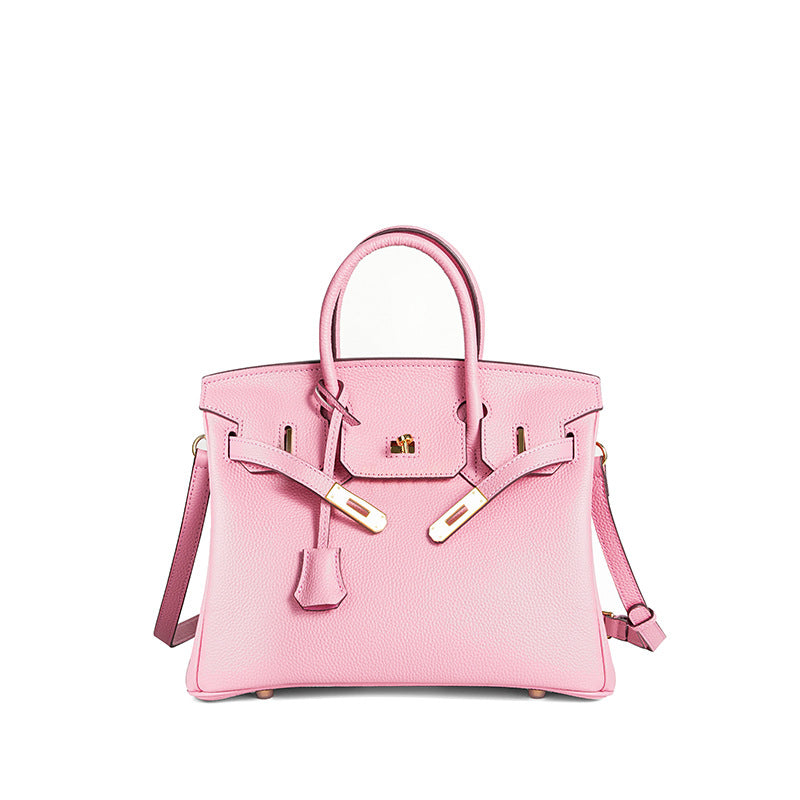 Jessica structured leather satchel handbag flap closure detachable strap timeless professional elegance