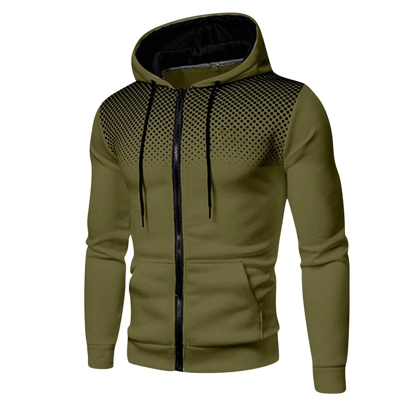 Men's slim fit hooded knit vest in neutral tone with zip front and breathable perforated design