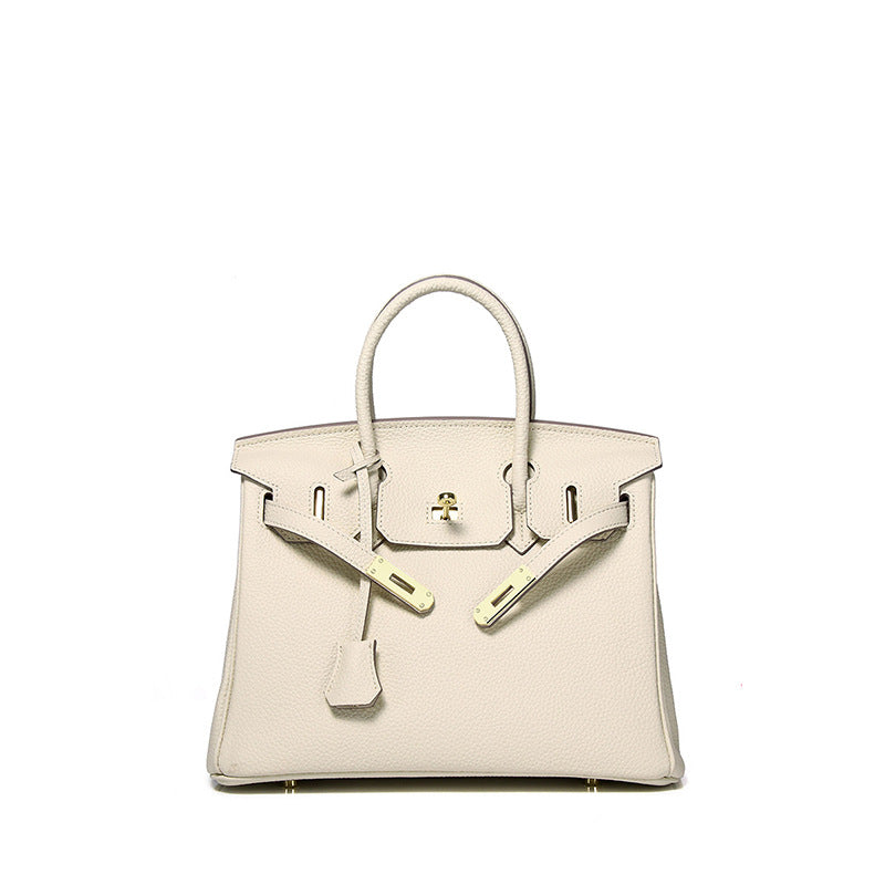 Jessica structured leather satchel handbag flap closure detachable strap professional elegant