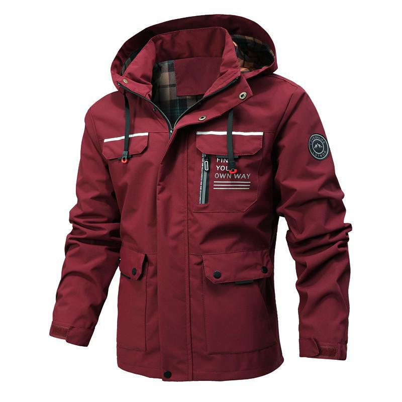 Men's lightweight waterproof windbreaker regular fit with hood and pockets for active lifestyle