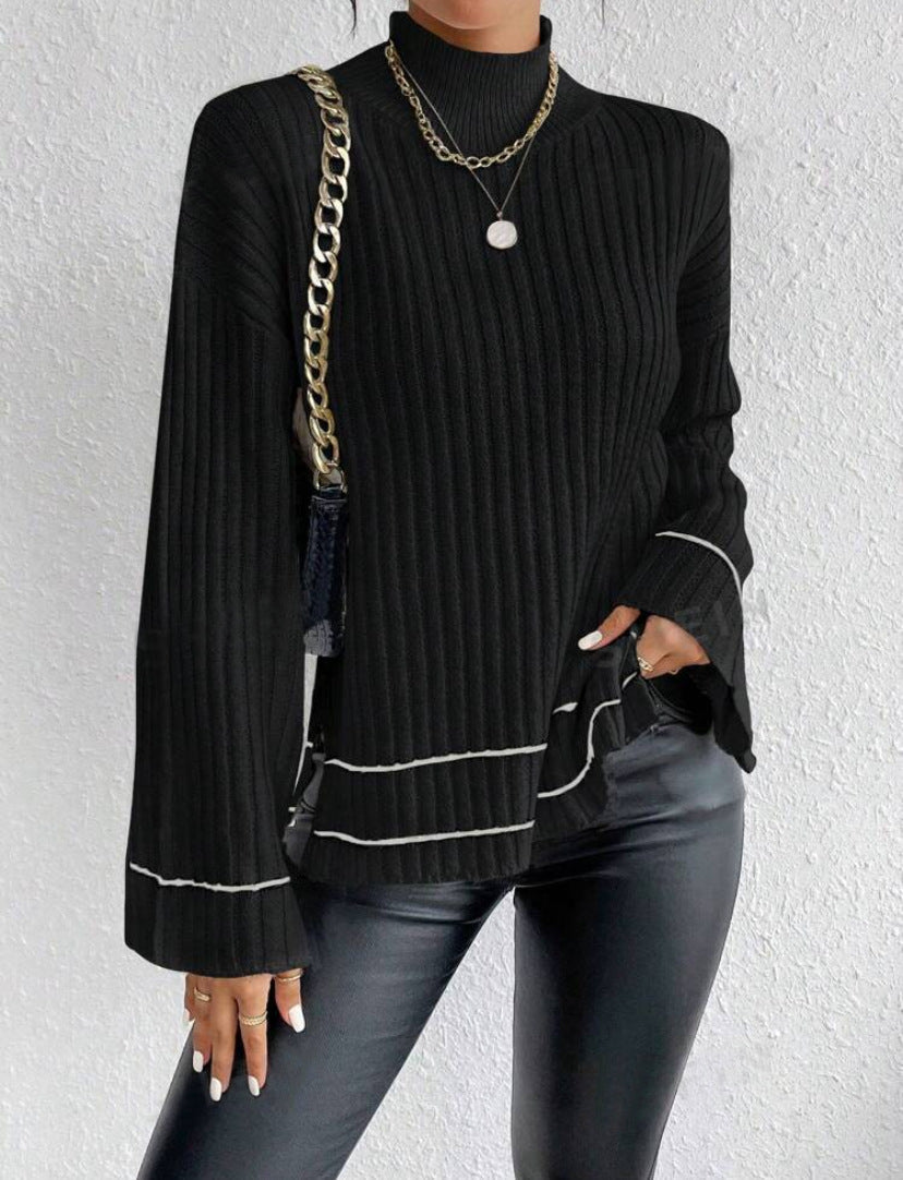 Olivia women's relaxed fit ribbed knit sweater in cozy neutral tones for casual to semi-formal wear