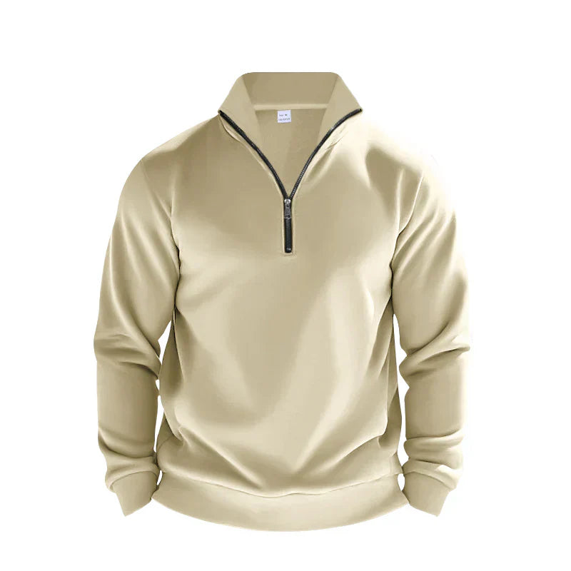 Men's relaxed fit half-zip mock neck brushed knit sweater with ribbed trim everyday warmth