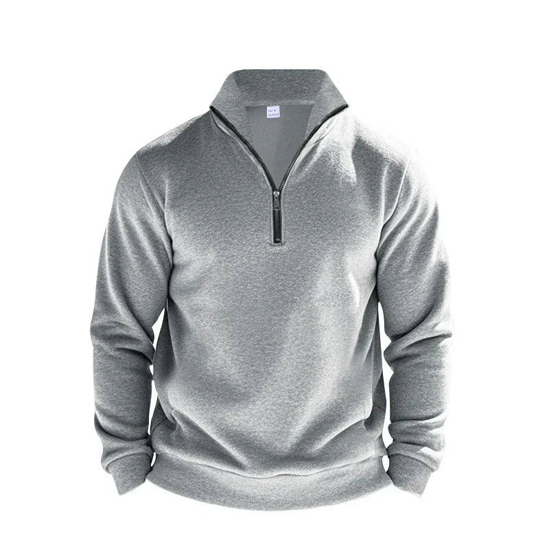 Men's relaxed fit half-zip mock neck brushed knit sweater with ribbed trim for everyday warmth